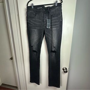 Six Week Residency Washed Black SWR-D01 Distressed ButtonFly Skinny Jeans NWT 36
